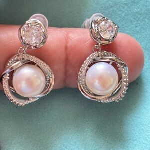 Elegant Silver and Pearl Drop Earrings